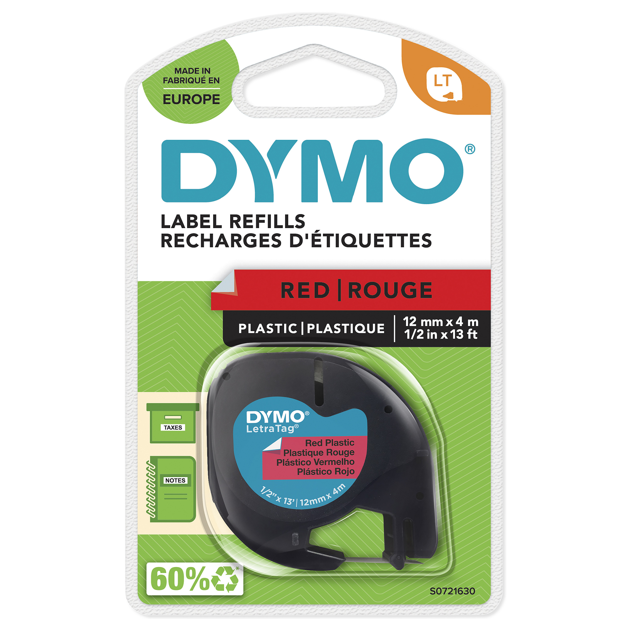 Shirit për Printer DYMO Rhino 18508 / Poliester / 9 mm × 5.5 m / Ngjitës Permanent / Shkrim i Zi mbi Transparent 7