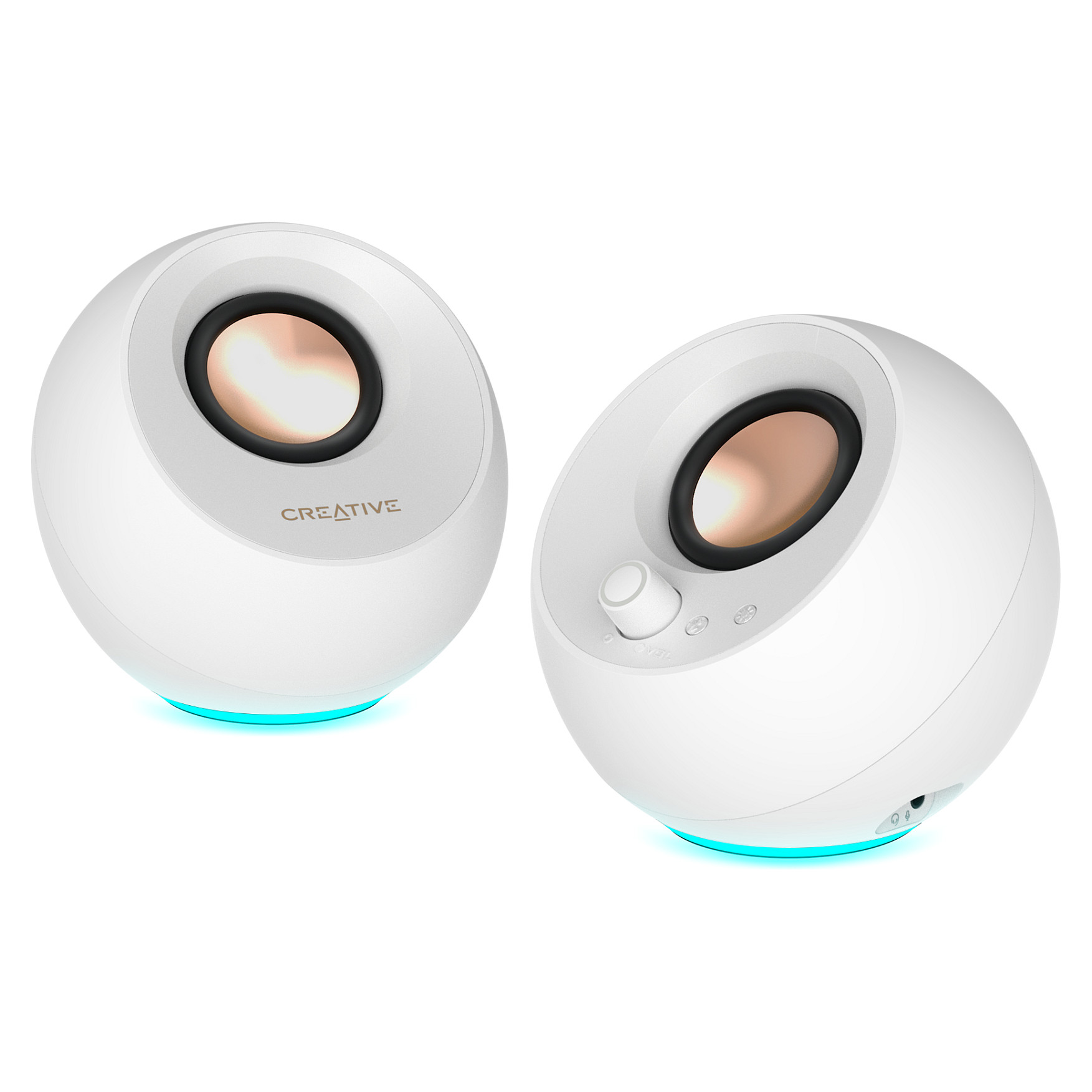 Altoparlantë Creative Labs Pebble Pro, 2.0, 30W RMS, 60W Peak, Bluetooth 5.3, USB-C, AUX, RGB - Bardhë 4