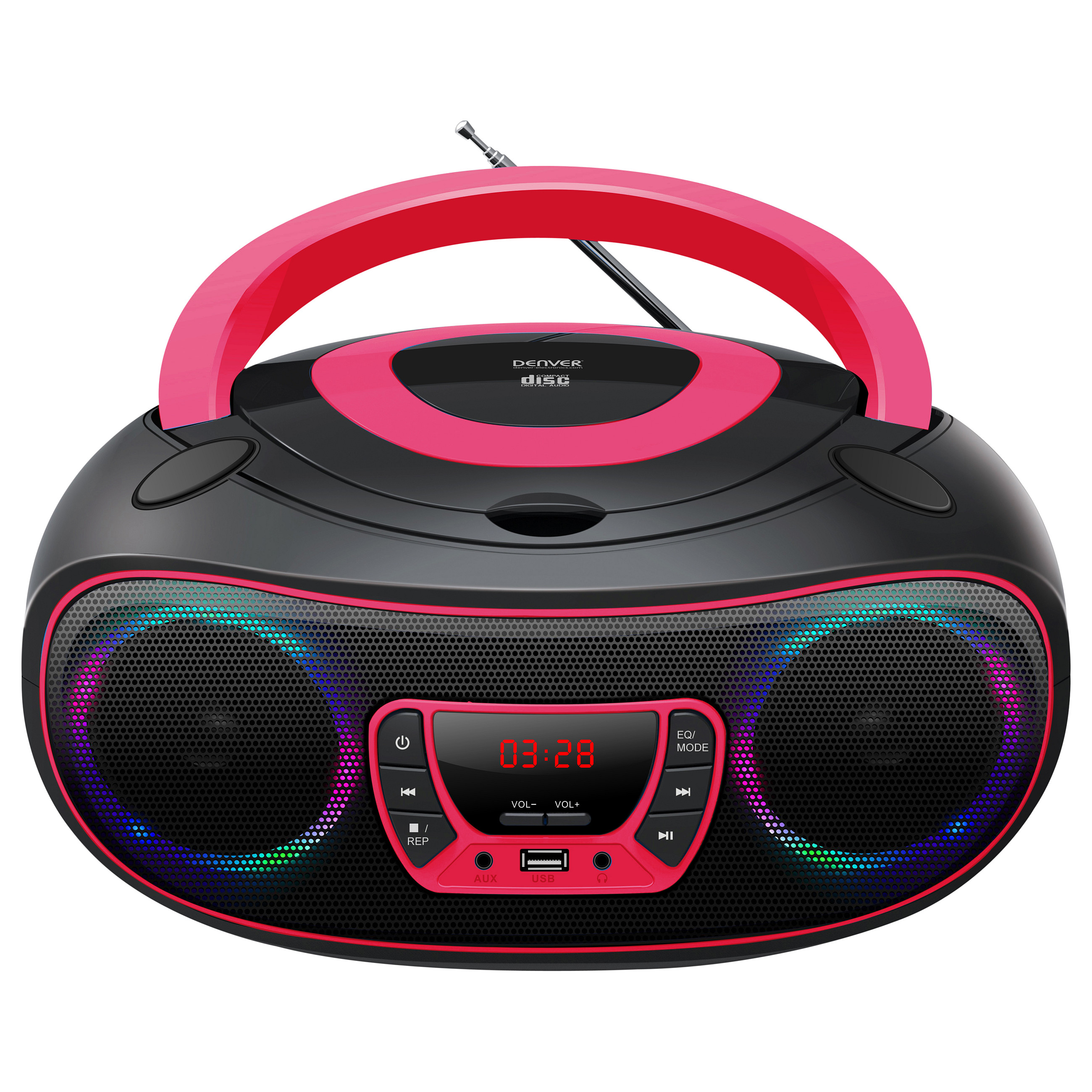 Altoparlant Denver TCL-212BT, CD, FM Radio, Bluetooth, USB, AUX, 4W RMS, LED - Zezë/Rozë 2
