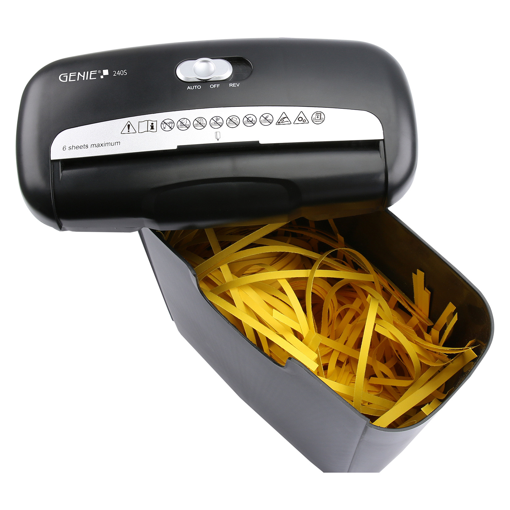 Shredder GENIE 240 S, Strip-Cut, P-2, 6 fletë, 6mm, 10L - Zezë 4