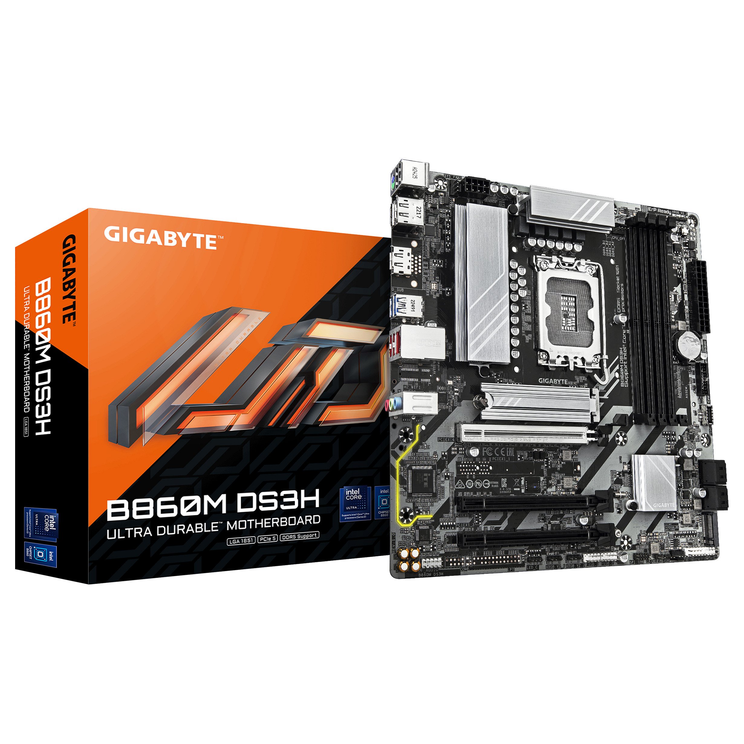Pllakë Amë GIGABYTE B860M DS3H / Intel LGA1851 / B860 / DDR5 / Micro ATX / M.2 / SATA III / 2.5GbE LAN