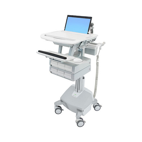 Karrocë për Laptop Ergotron StyleView SV44-1162-2, deri 17.3", 9.1kg, Rregullim Lartësie 51cm, Tabaka Tastiere, 6 Sirtarë, 4 Rrota - Hiri/Bardhë