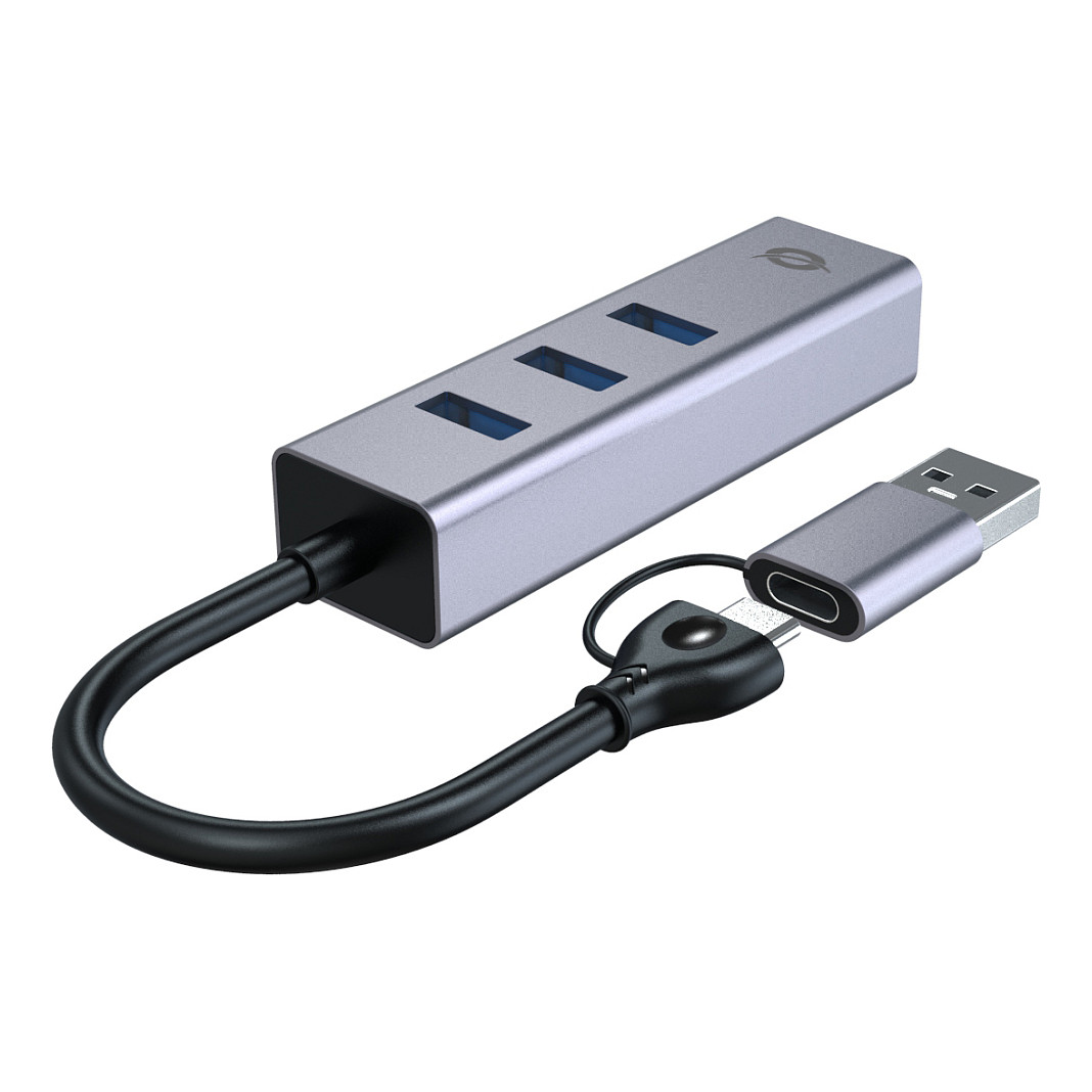 Hub Conceptronic ABBY25G, 3x USB-A, Gigabit Ethernet, USB 3.2 Gen 1, 5Gbps - Gri 4