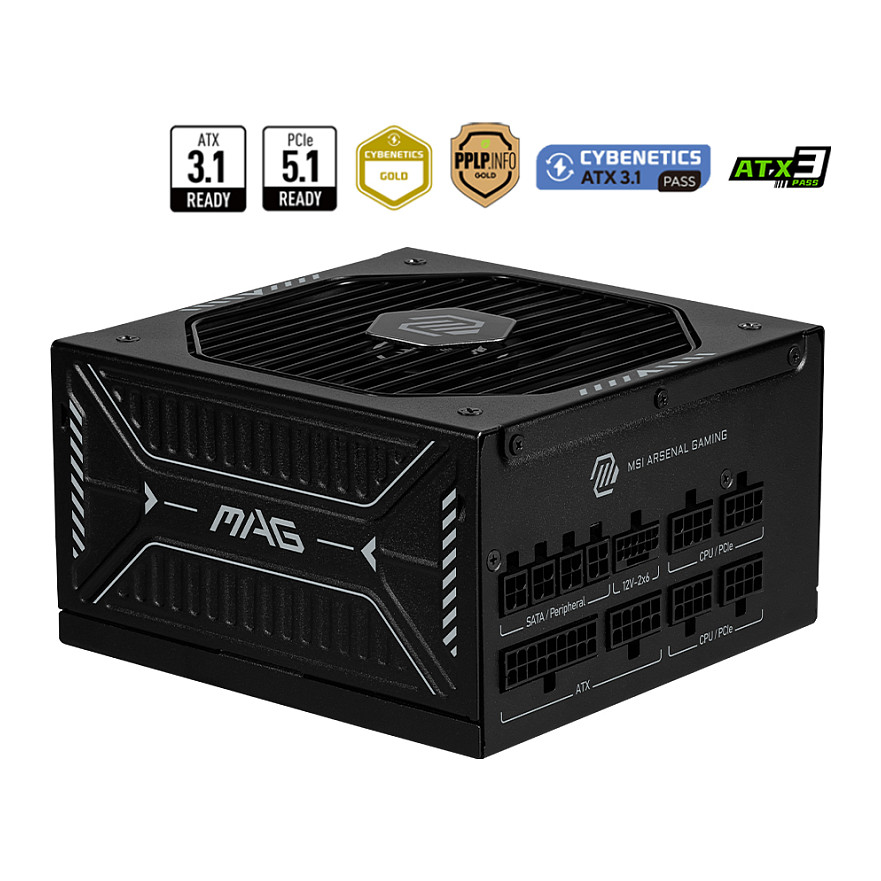 Furnizues Energjie 850W MSI MAG A850GLS PCIE5 / 80+ Gold