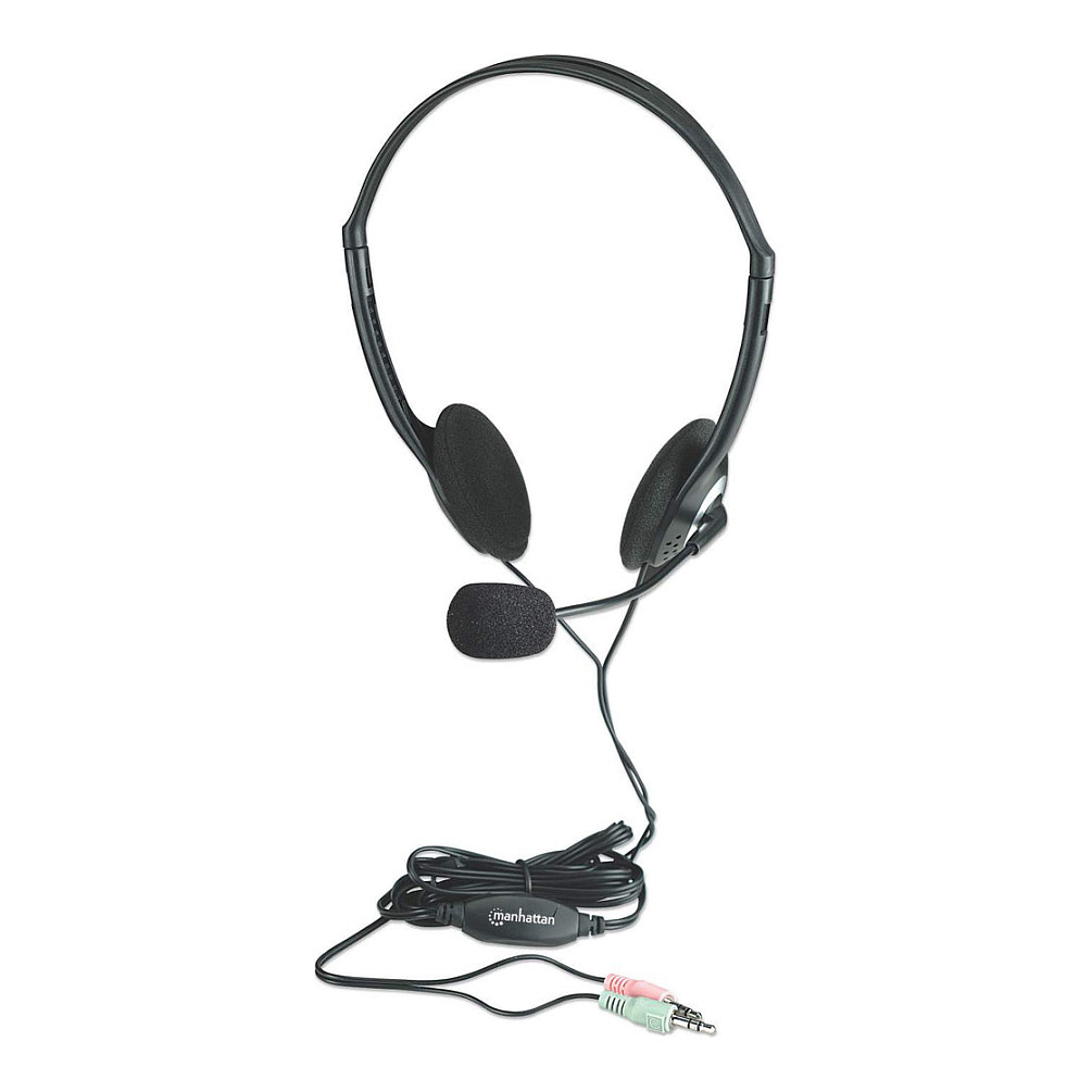 Kufje me kabllo MANHATTAN 164429 / Wired / 3.5mm / Mikrofon - Zezë/Argjend