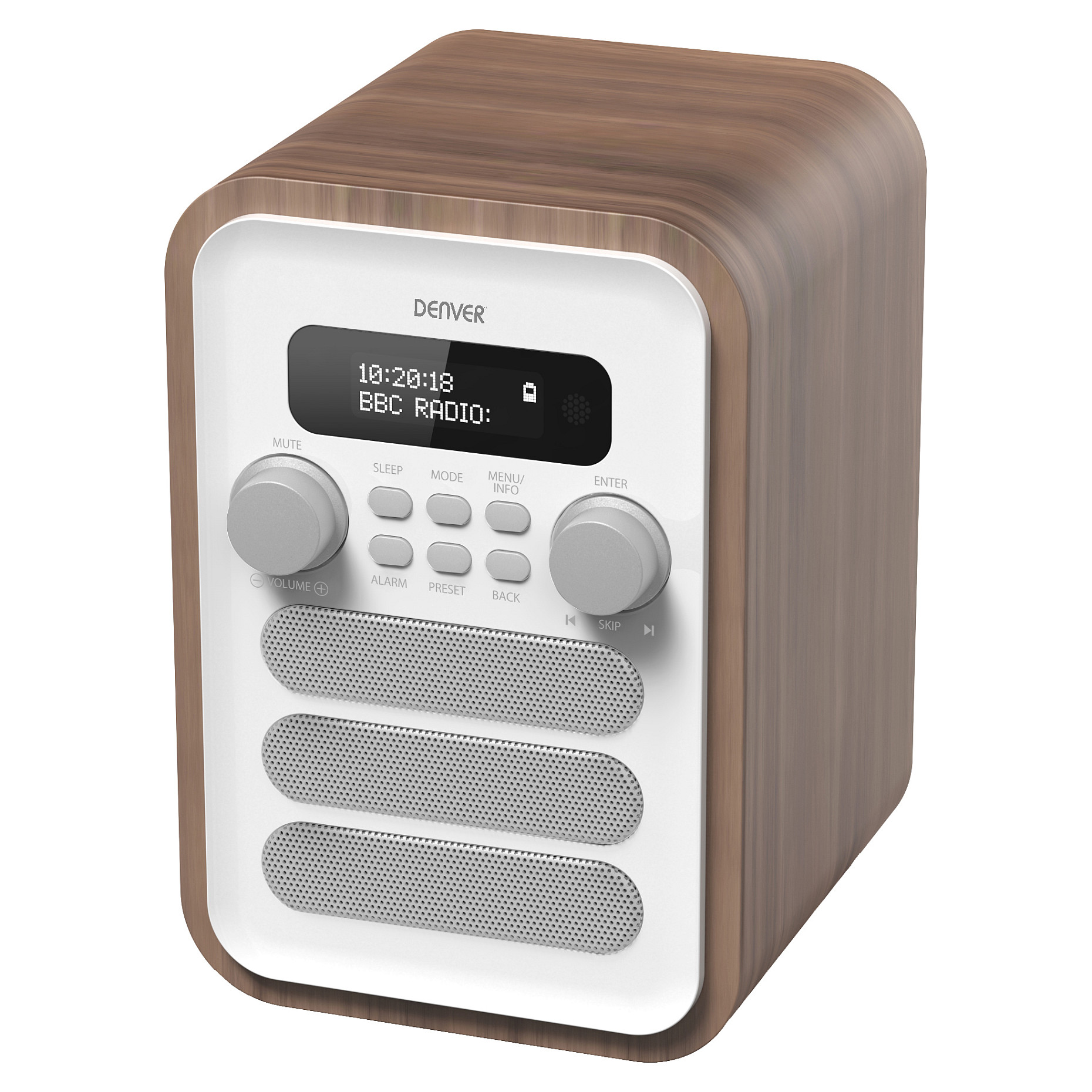 Radio Denver DAB-48, DAB+, FM, 2.5W, Jack 3.5 mm - Bardhë dhe Dru 3