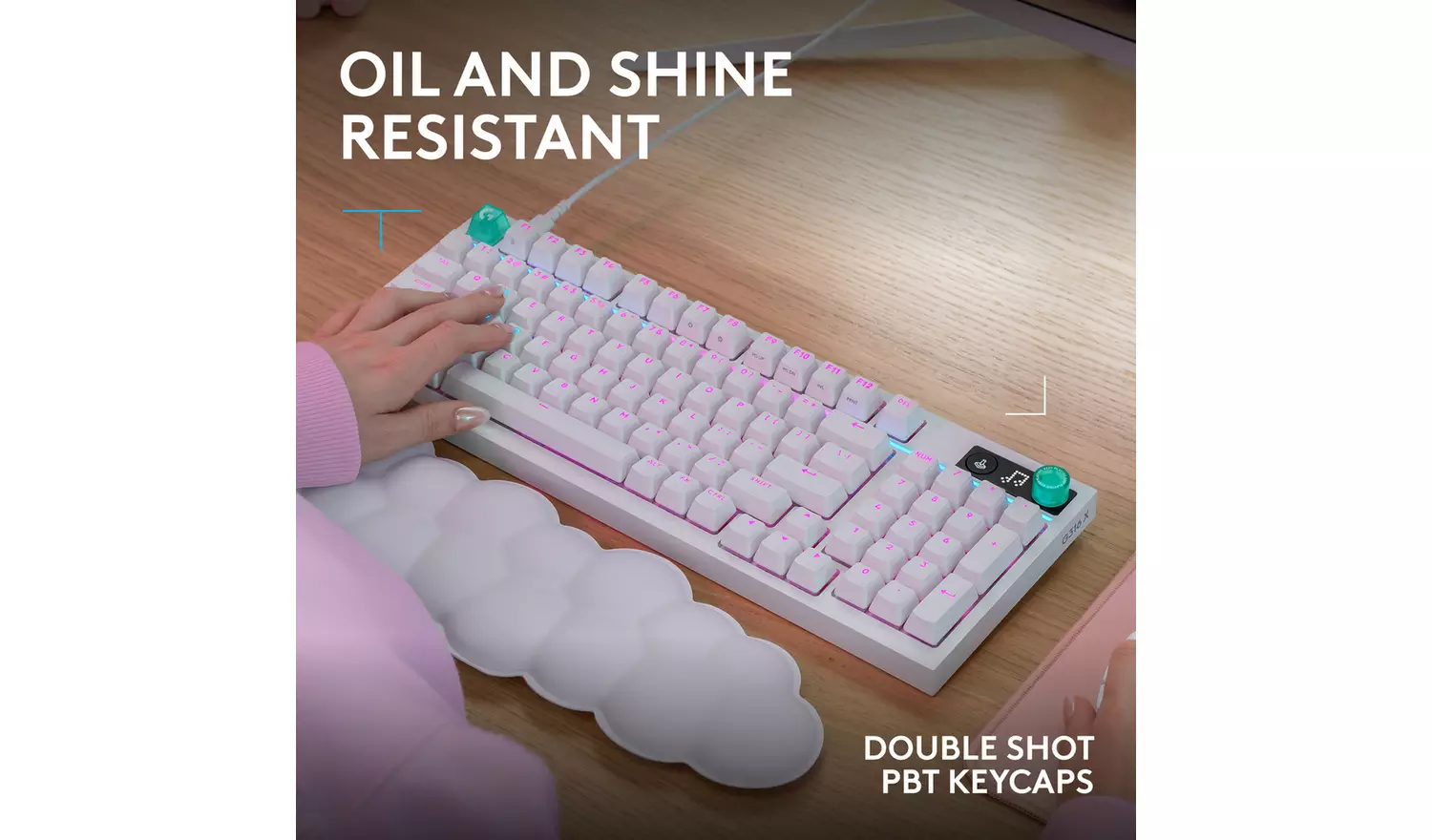 Tastierë Gaming Logitech G316 X 98 / Wired / Mekanike / 98% / Hot-Swappable / Linear & Tactile / LIGHTSYNC RGB / USB-C – Bardhë 8