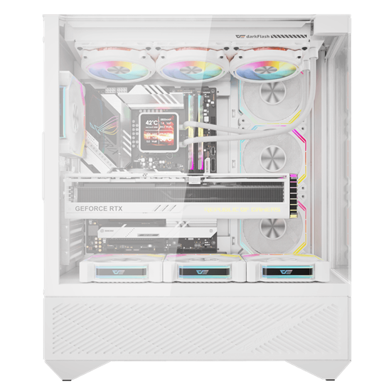 Kasë Darkflash DY460 / ATX Mid-Tower / 4x120mm ARGB / USB Type-C / Xham i Temperuar – Bardhë 2