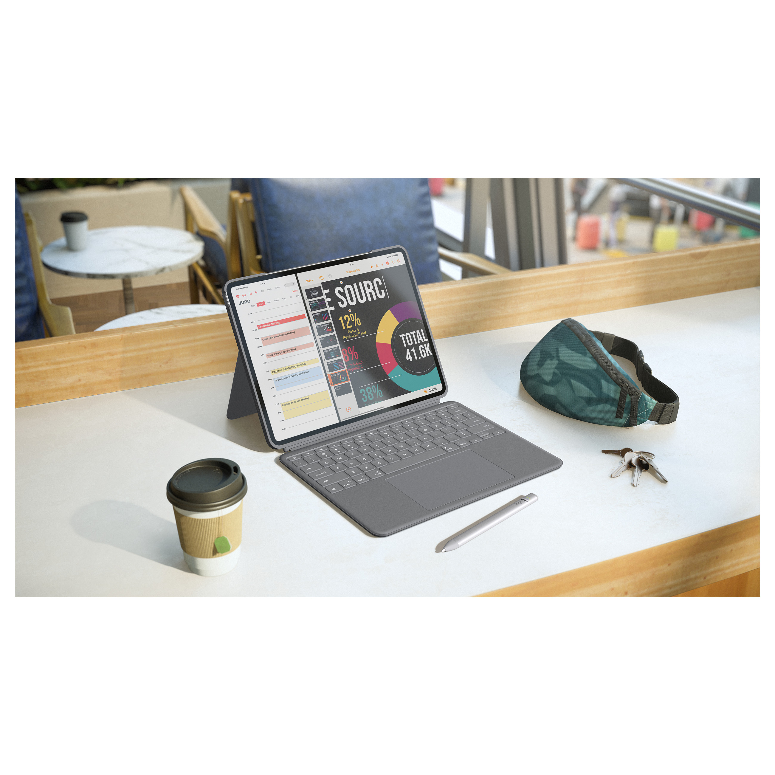 Aksesorë për Tablet Logitech Combo Touch / iPad Air 13" M2 / QWERTY / UK English / Trackpad / Smart Connector / Backlit - Gri 8