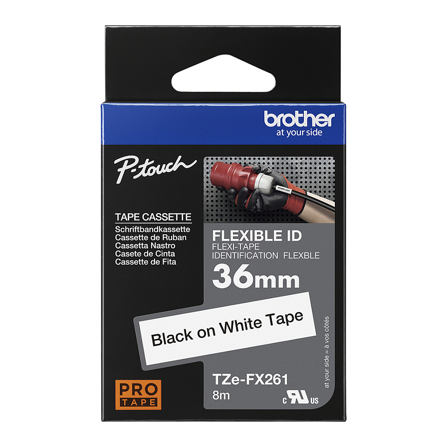 Shirit për printer etiketash Brother TZe-FX261, 36 mm × 8 m, fleksibël, tekst i zi - Bardhë 4