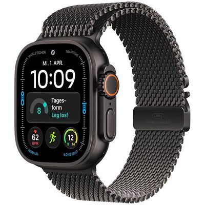 Apple Watch Ultra 4, 49mm, GPS + Cellular, Black Titanium, Black Titanium Milanese Loop - L