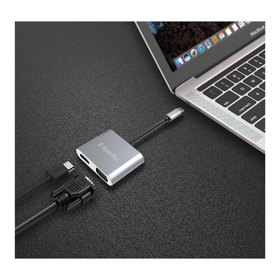Adapter XtremeMac XWH-ACVH-13, USB-C në HDMI dhe VGA, HDMI 4K 30Hz, VGA Full HD 60Hz - Hiri 6