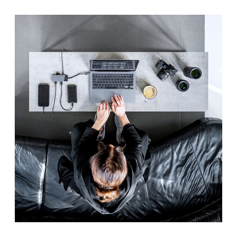 Qendër USB-C Green Cell HUBGC01, 7-në-1, 4K 60Hz, 85W, i hirtë 9