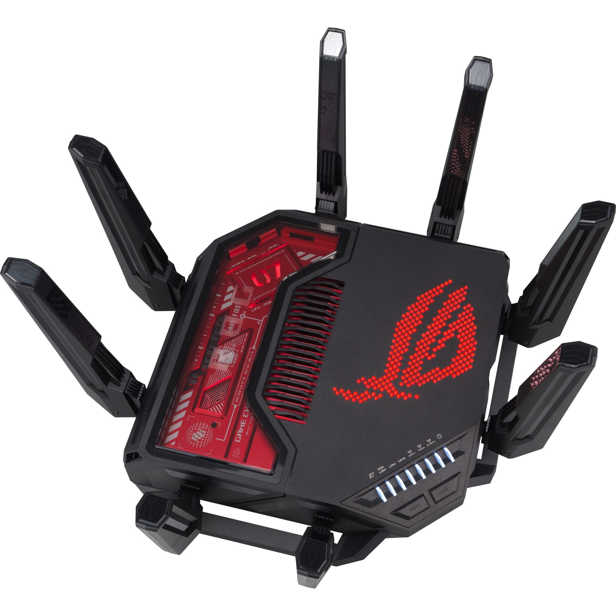 ASUS ROG Rapture, GT-BE19000, Ruter Gaming Wi-Fi 7, BE19000, Tri-Band, 2× 10GbE + 4× 2.5GbE – Zezë/Kuqe 3