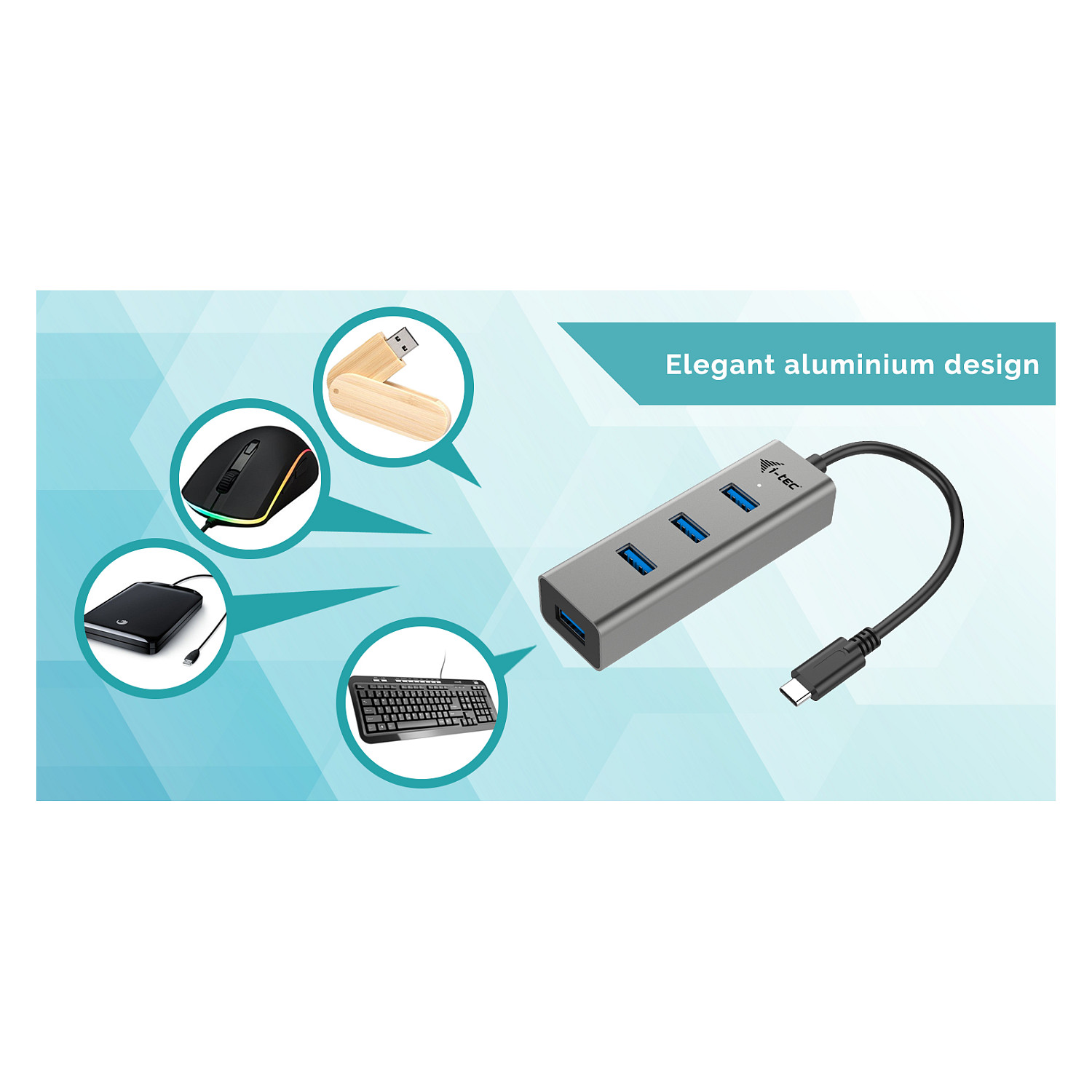 USB Hub D I-TEC, USB-C, METAL, 4 porte thumbnail 6