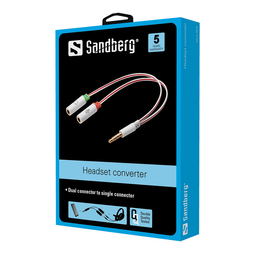 Adapter Sandberg Headset Converter Dual->Single 508-59 / 2x MiniJack në 1x MiniJack 2
