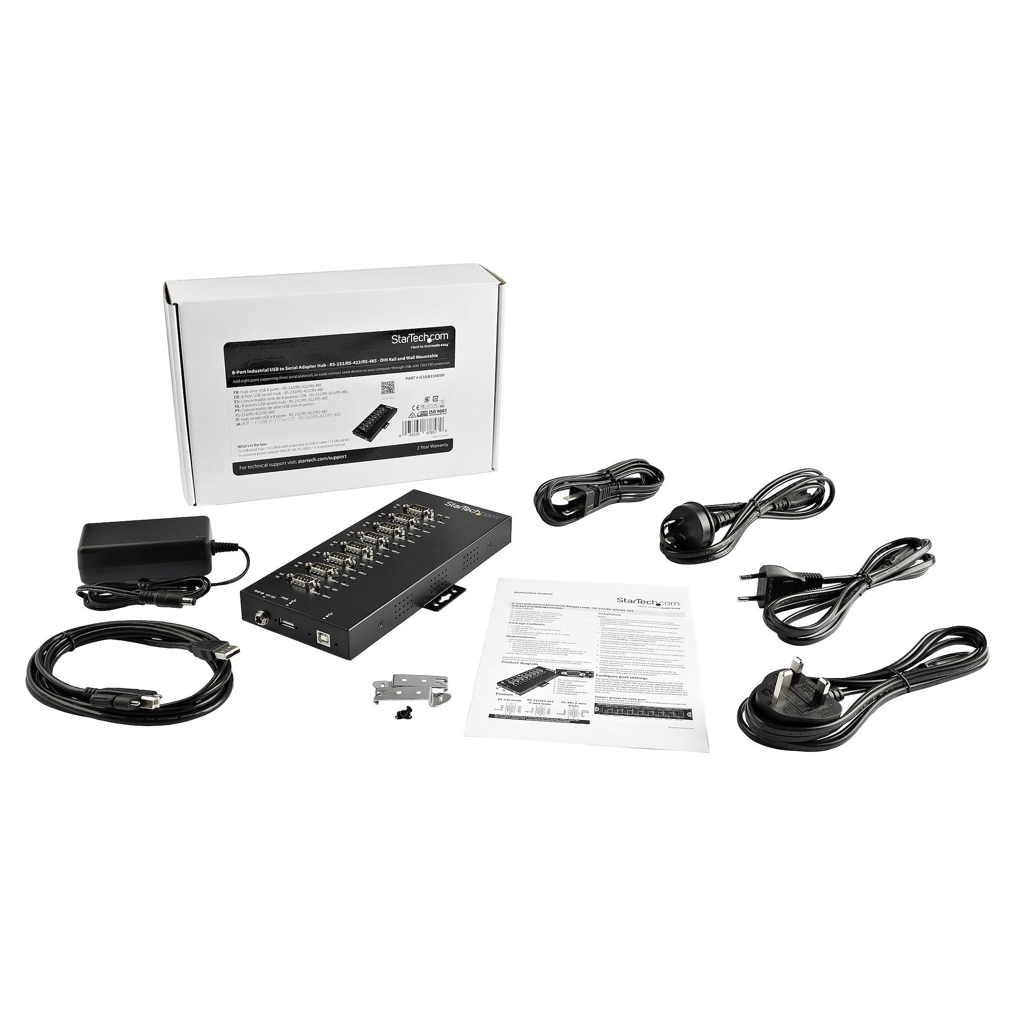 Hub Serial StarTech.com ICUSB234858I, USB 2.0 në 8x DB9, RS-232/RS-422/RS-485, 921.6 Kbps, Montim DIN – Zezë 5