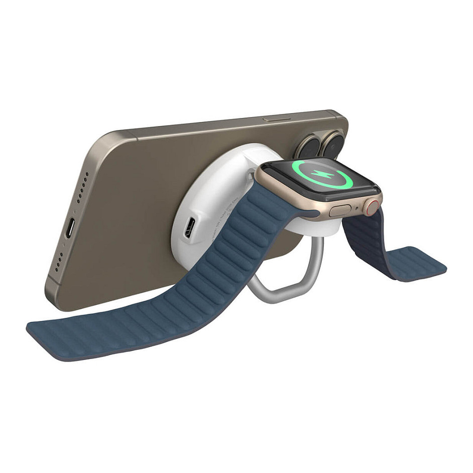 Karikues pa Kabllo Targus HYPER HJ3310WHGL, Qi2, 15W, 2-në-1, iPhone, Apple Watch, Magnetik - Bardhë
