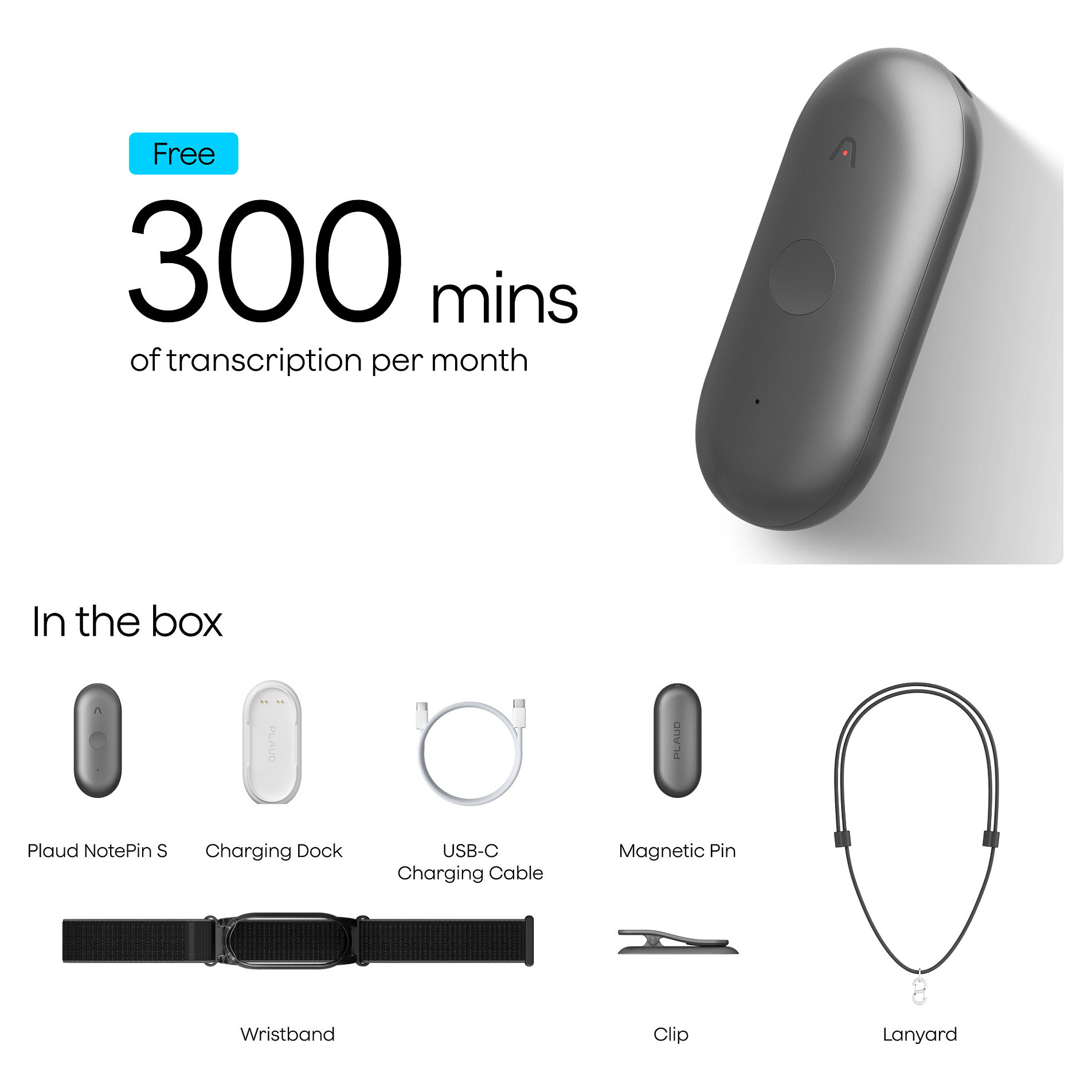 Regjistrues Zëri PLAUD NotePin S / AI / 64GB / Bluetooth / 20 Orë – Zezë 4