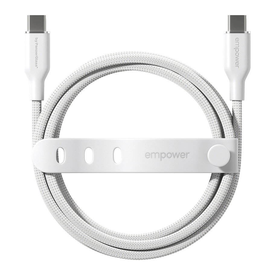 Kabllo empower by PanzerGlass Racing, EM52178, USB-C në USB-C, USB 2.0, 60W, 1.2 m - Argjendtë/Bardhë 4