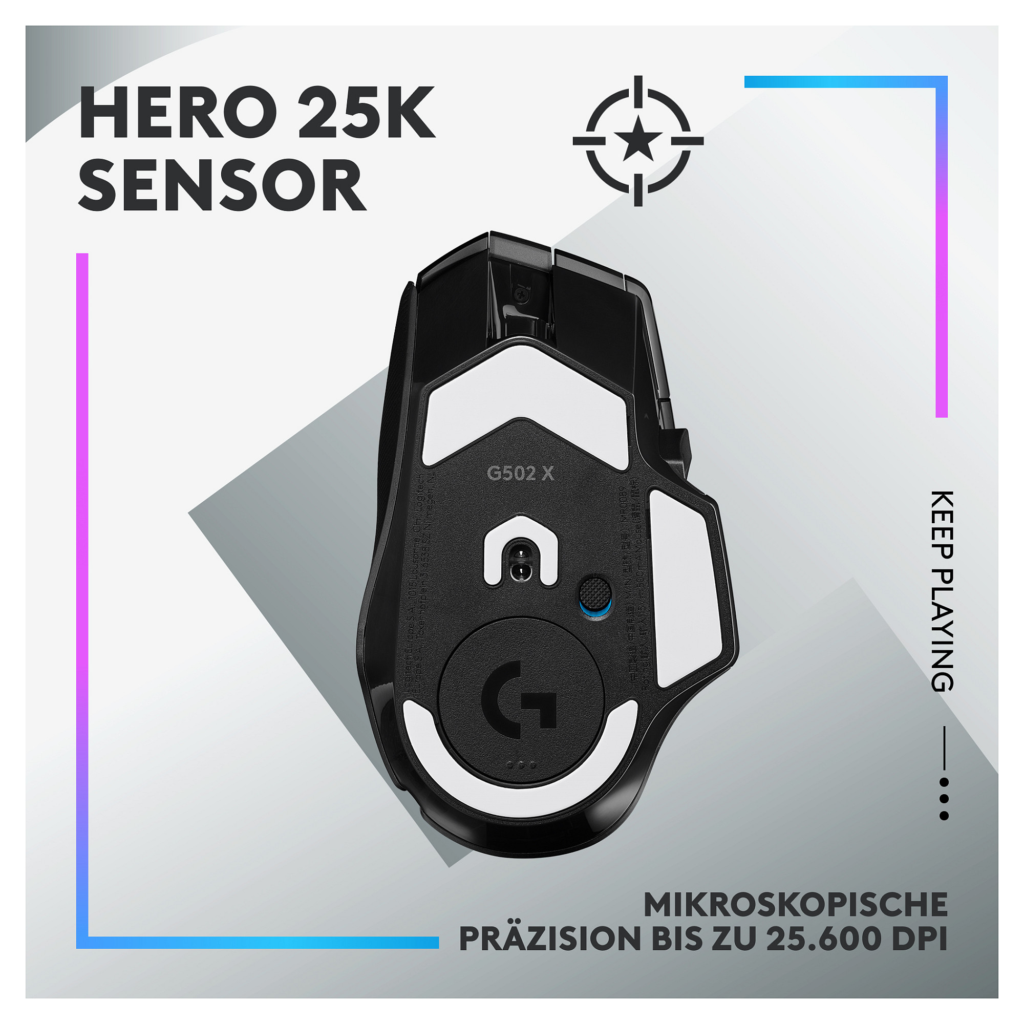 Maus Gaming Logitech G G502 X Plus / Wireless / HERO 25K / 25.600 DPI / 13 Butona / RGB - Zezë 7