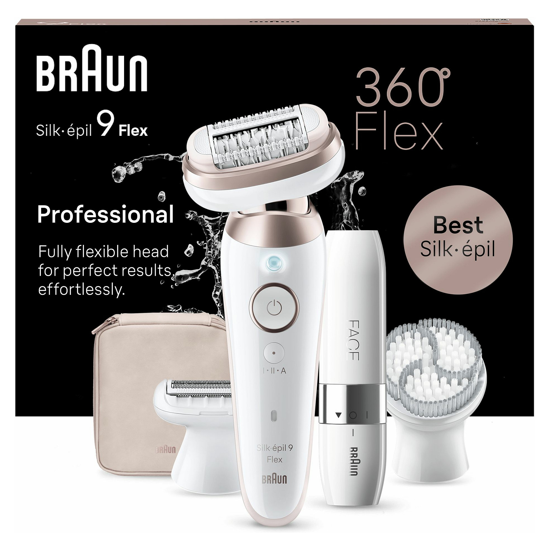 Depilator elektrik Braun Silk-épil 9 Flex 9-360 3D / 40 Pinceta / MicroGrip / Wet & Dry / 50 Min – Rozë/Bardhë 2
