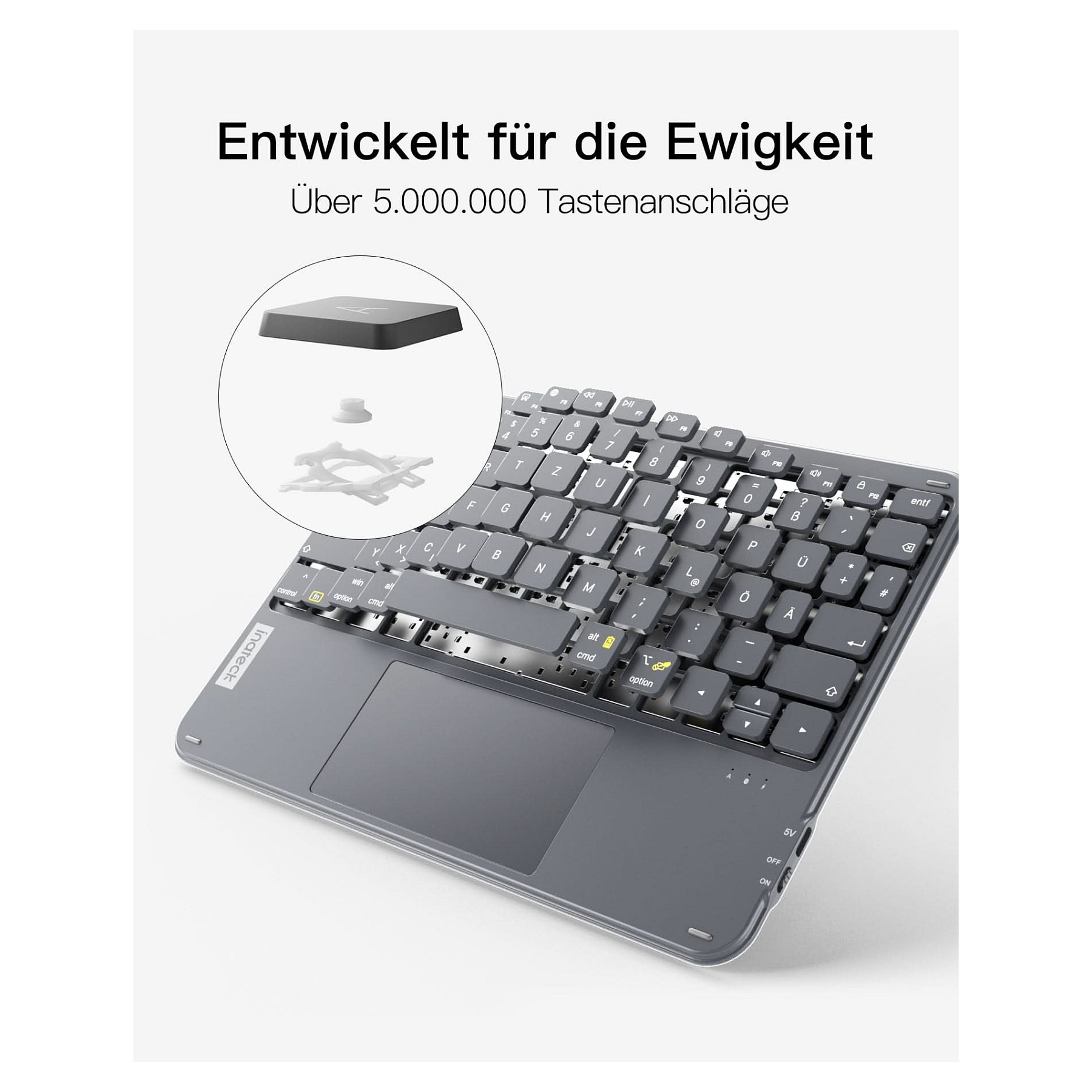 Aksesorë për tablet inateck KB01105 QWERTZ Keyboard for iPad / Tablet / Windows / Laptop / PC - Gri thumbnail 6