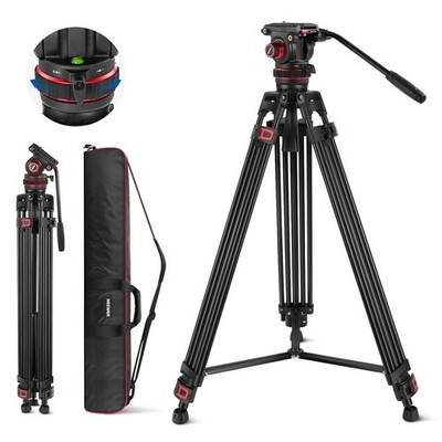 Tripod për Kamerë Neewer TP75, Fluid Head, 189cm, 10kg, 360°, Alumin - Zezë