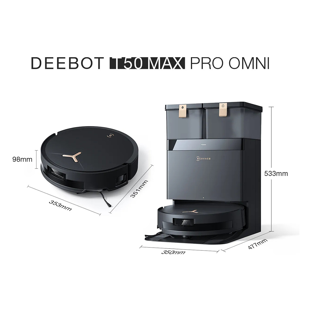 Fshesë Robotike DEEBOT T50 MAX PRO OMNI Gen2 – Zezë thumbnail 2