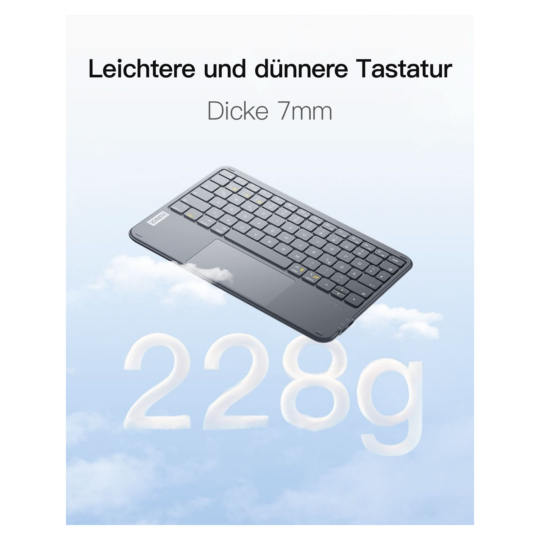 Aksesorë për tablet inateck KB01105 QWERTZ Keyboard for iPad / Tablet / Windows / Laptop / PC - Gri thumbnail 3