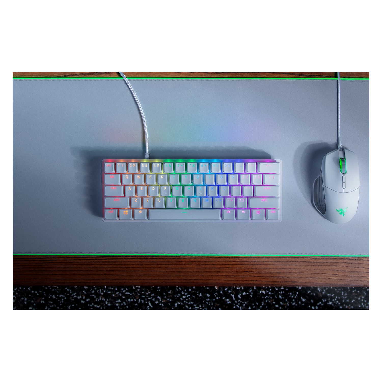 Tastierë Gaming Razer Huntsman Mini, Wired, 60%, Optical Switch, RGB Chroma, USB-C, PBT Doubleshot - Bardhë 3