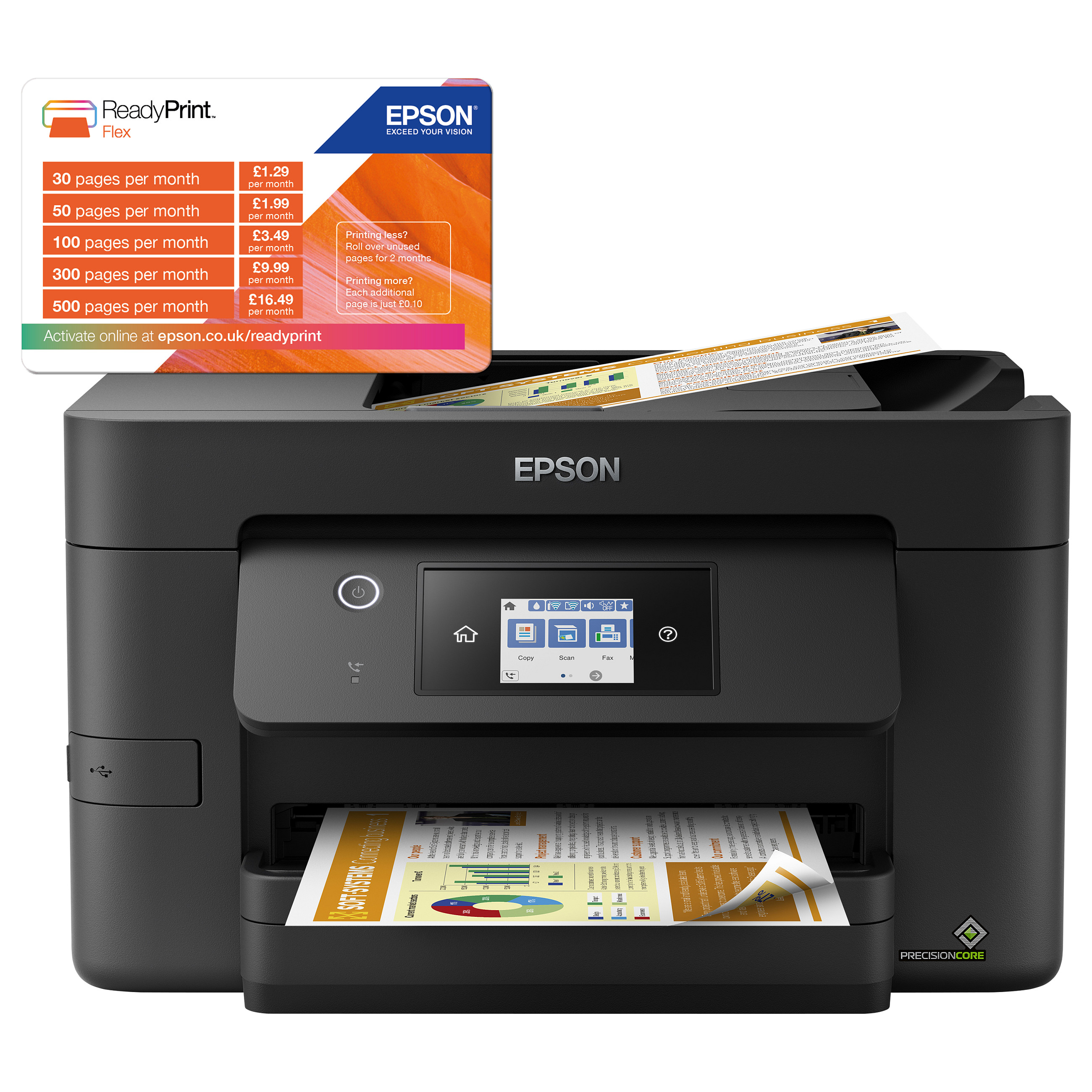 Printer Multifunksional Epson WorkForce Pro WF-3820DWF, A4, 4 në 1, Inkjet, Duplex, Wi-Fi, Ethernet, USB - Zezë 2