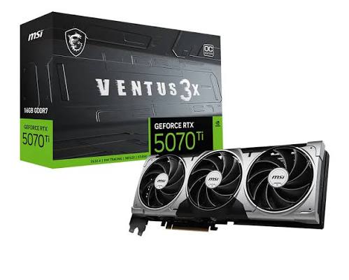 Kartelë Grafike Nvidia MSI GeForce RTX 5070 Ti Ventus 3X OC, 16GB GDDR7, PCIe 5.0 x16, 3x DisplayPort, 1x HDMI, Triple Fan 2