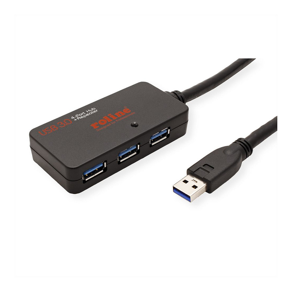 Hub USB ROLINE 12.04.1098, 4x USB-A, USB 3.2 Gen 1, 5Gbps, Repeater aktiv, 10m - Zezë 2