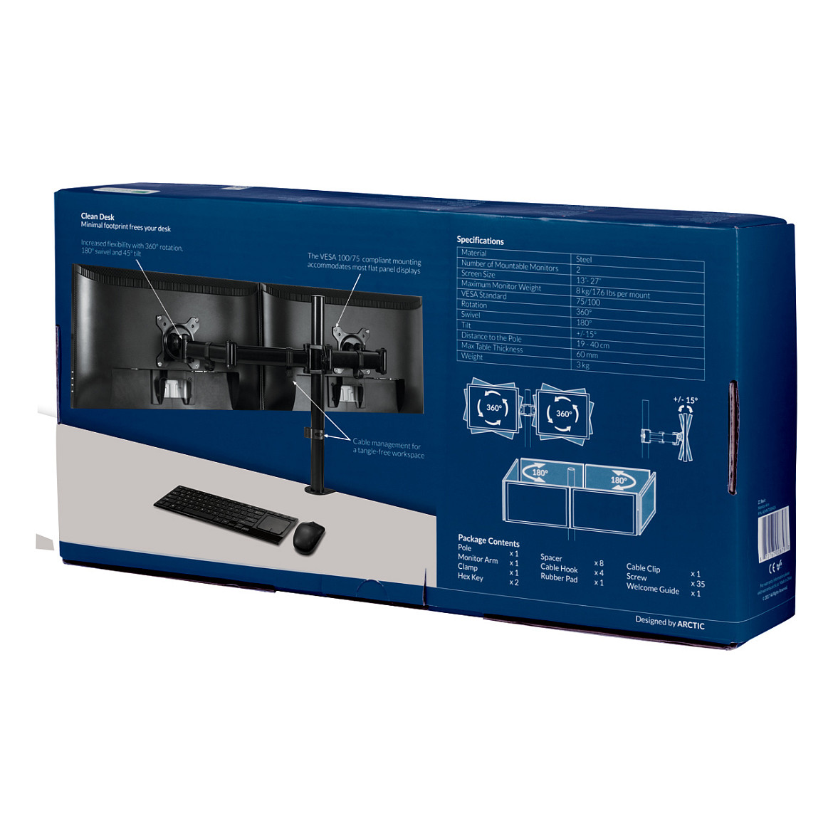 Mbajtëse për Monitor ARCTIC Z2 Basic deri në 2x27" 8KG 9