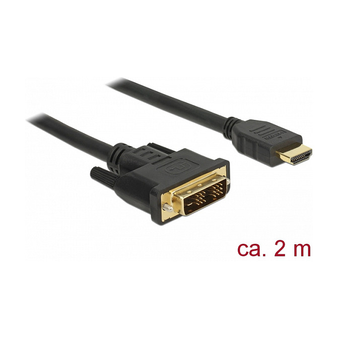 Kabllo DELOCK / DVI 18+1 Plug → HDMI-A Plug / 2m - Zezë thumbnail 2