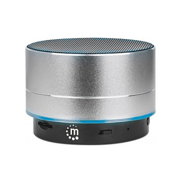 Altoparlant Bluetooth MANHATTAN metalik LED me dritë shumëngjyrëshe / kontrolle, portë USB-A / MicroSD / 3.5 mm / argjend