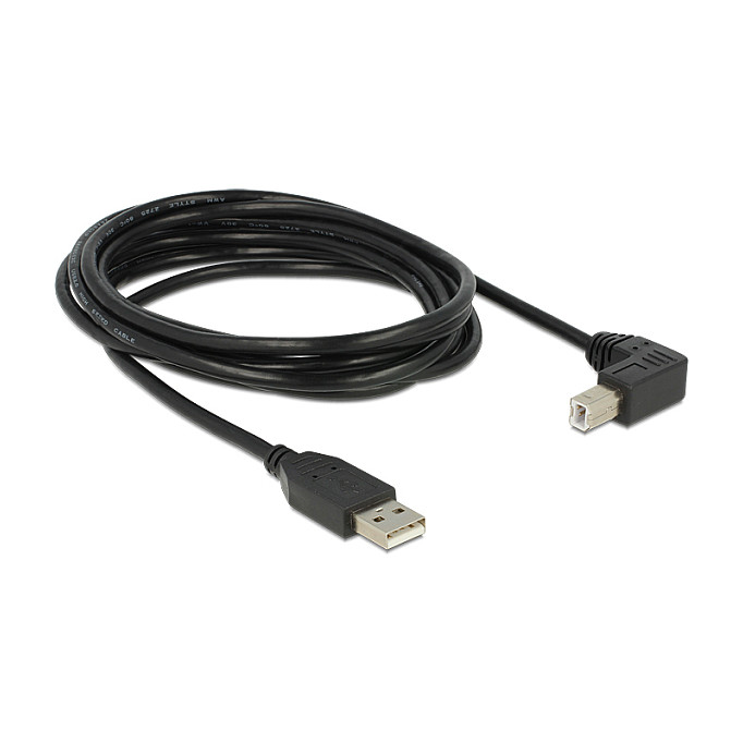 Kabllo USB DeLOCK 83529, USB-A në USB-B, 3 m, USB 2.0, këndore – Zezë 2