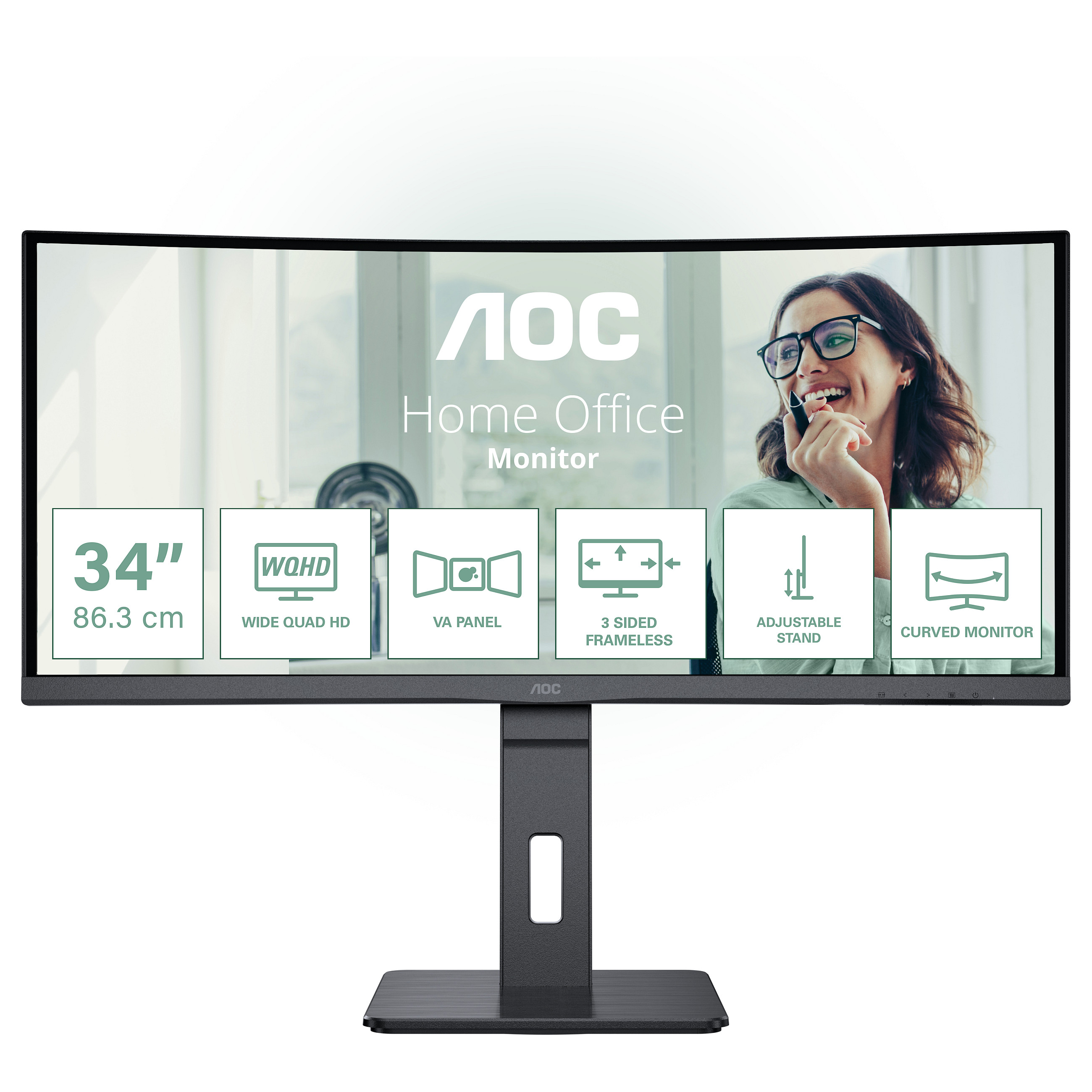 Monitor AOC CU34P3CV / 34″ / UWQHD VA LED / 100 Hz / 1ms / HDMI + DP + USB-C - Zezë