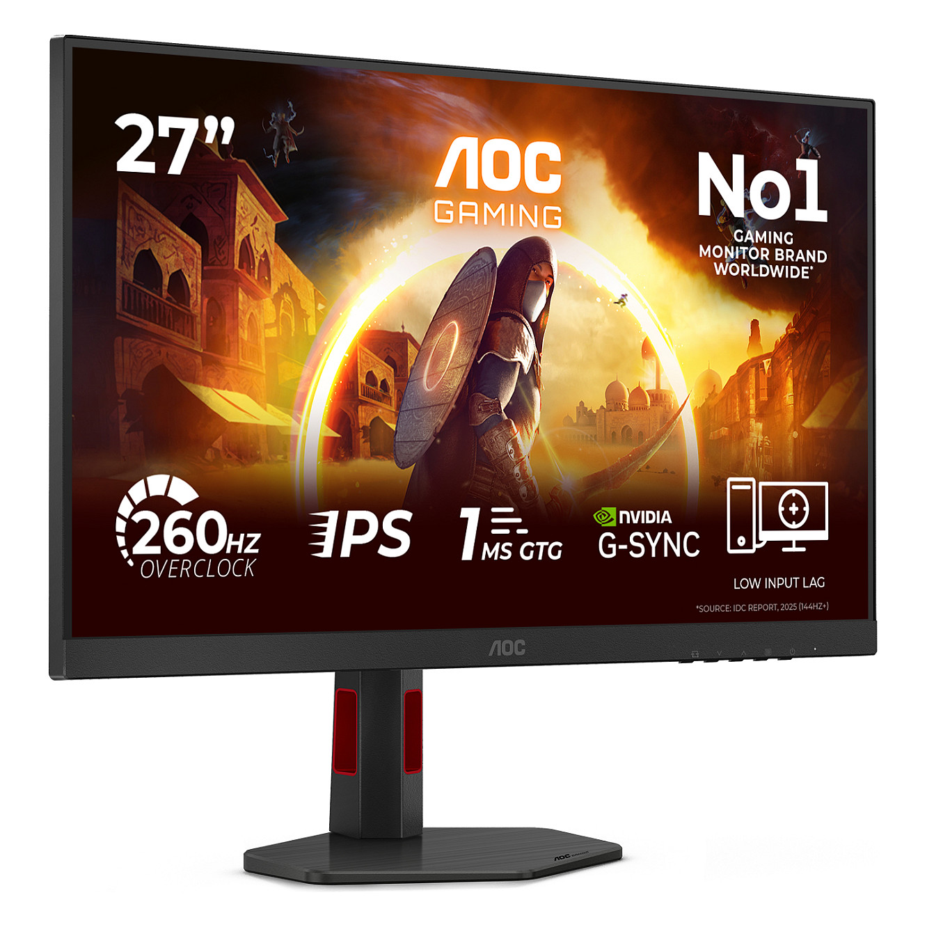 Monitor Gaming AOC 27G4ZR, 27", Full HD Fast IPS, 240Hz, 1ms, HDR10, HDMI + DisplayPort - Zezë/Kuqe 2