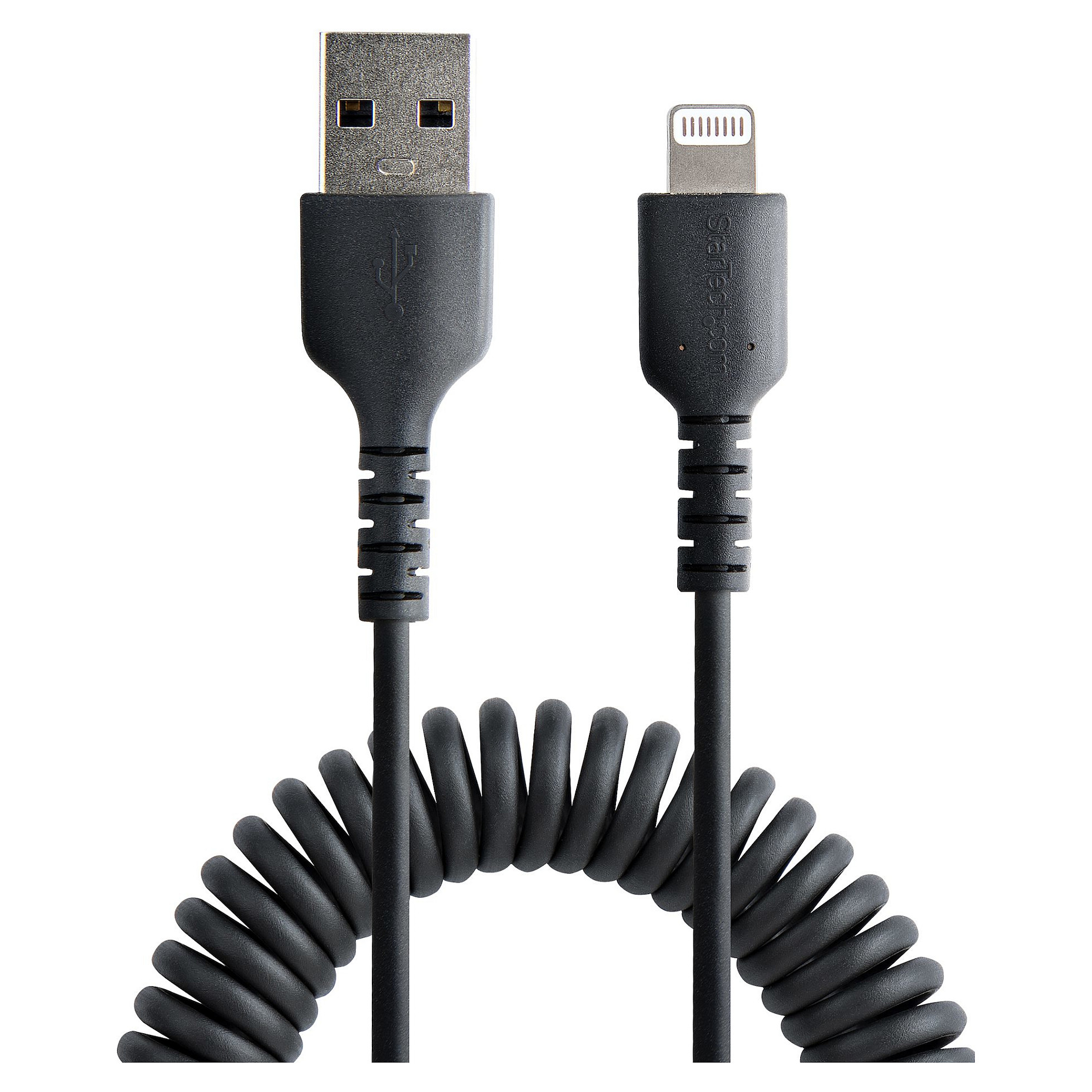 Kabllo USB StarTech.com RUSB2ALT50CMBC, USB-A në Lightning, 50 cm, USB 2.0, 480 Mbps, spirale, MFi - Zezë 3