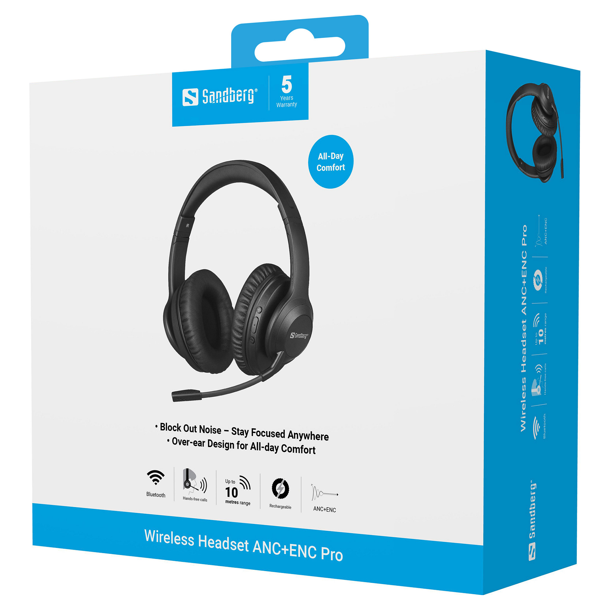 Kufje pa kabllo Sandberg Wireless Headset ANC+ENC Pro 126-45 / Over-Ear / Bluetooth 5.3 / 40mm / 20-20000Hz / ANC / ENC / Mikrofon - Zezë 10