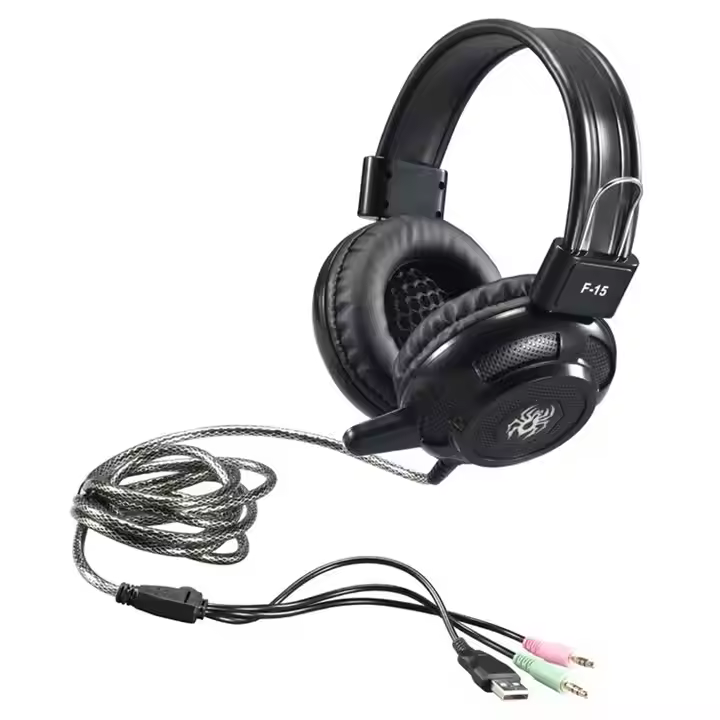 Kufje Gaming YORO Stereo F15 / USB / LED / Over-Ear / E zezë