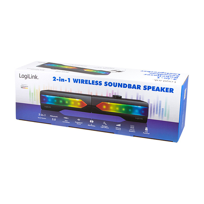 Soundbar LogiLink SP0059, 6W, Bluetooth, USB, Ndriçim RGB – Zezë 9