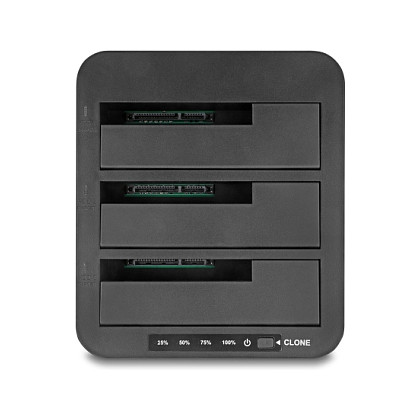 Këllëf për Disqe Delock 64332, 3x SATA HDD/SSD 2.5”/3.5”, USB 5Gbps, Duplicator, Klonim 1:2 - Zezë thumbnail 3