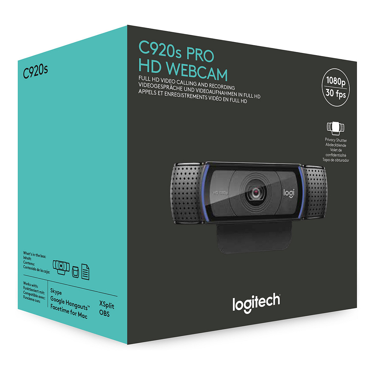 Logitech C920S HD Pro – Kamerë Web, Full HD 1080p, 30fps, Autofocus, RightLight 2, Stereo Microphone, USB-A, Privacy Shutter – Zezë 7