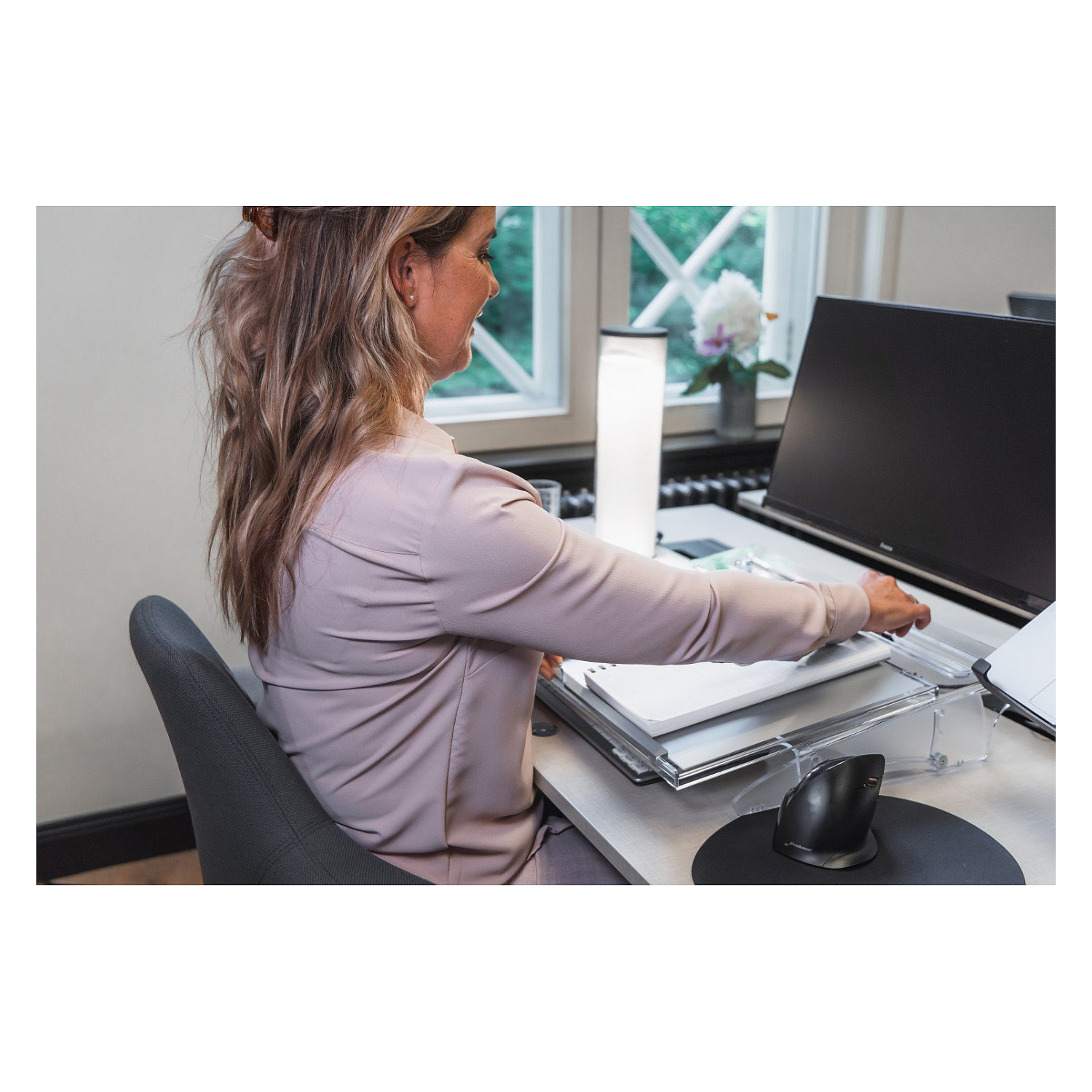 Mbajtëse Dokumentesh BakkerElkhuizen FlexDesk 640 ComfortRead / 515x380mm / 5kg / 3 Nivele - Transparente 4