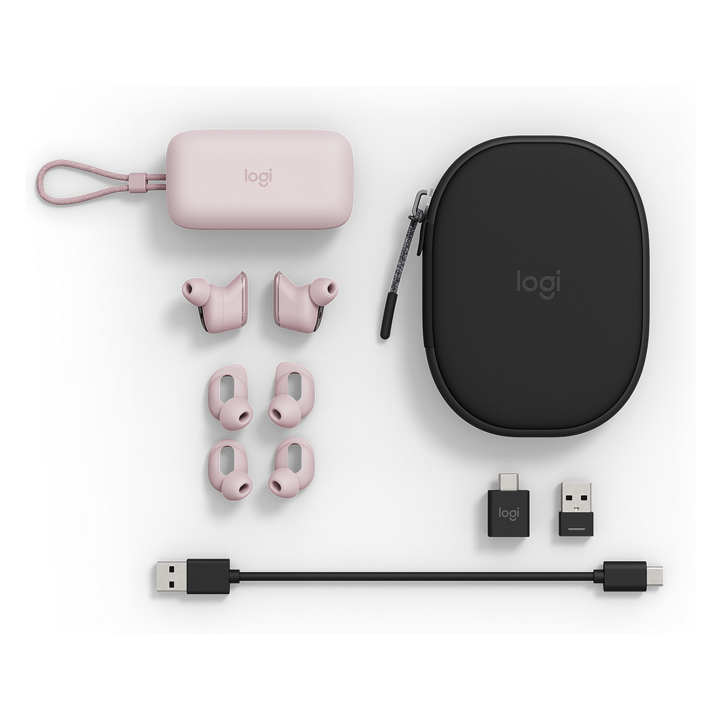 Logitech Zone True Wireless Earbuds, Bluetooth, Hybrid ANC, IP68, USB Receiver, Rose – 985-001090 thumbnail 4