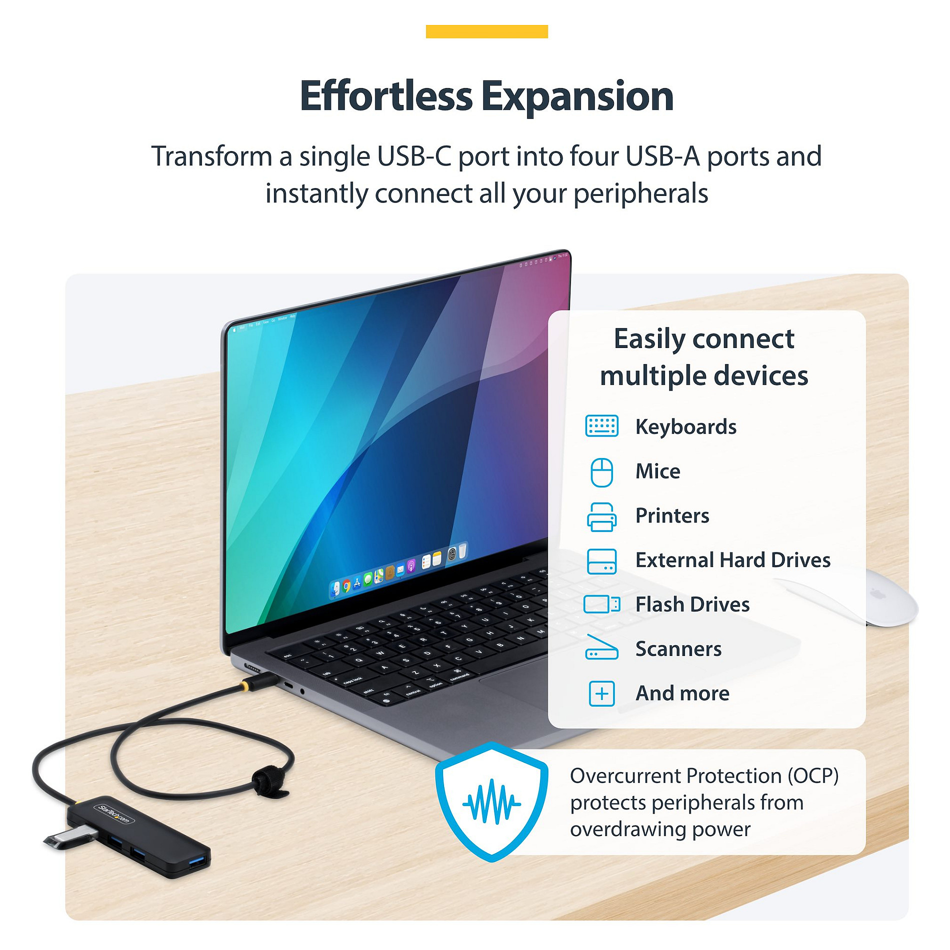 Hub StarTech 4-Port Compact USB-C to 4x USB-A thumbnail 2