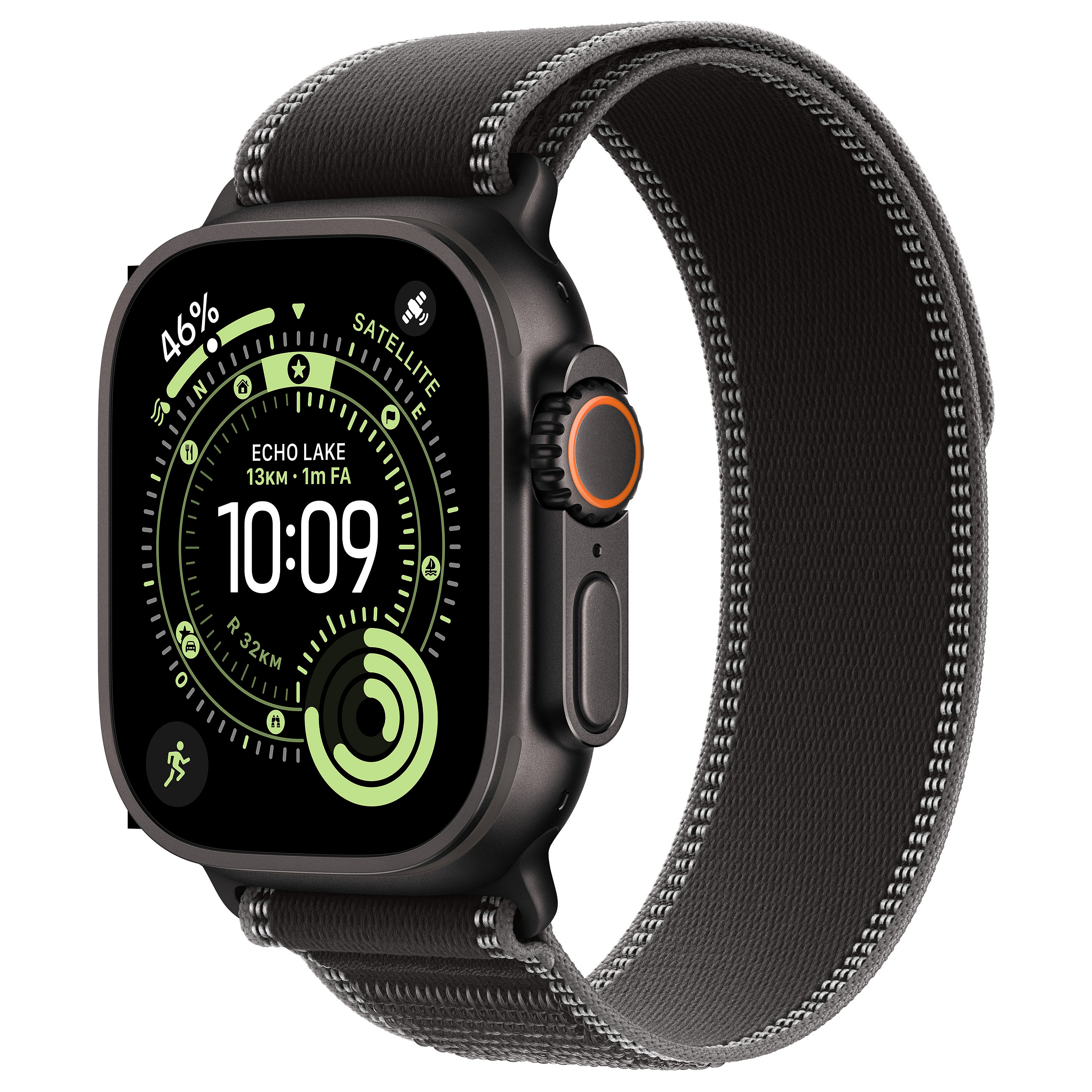 Apple Watch Ultra 3 / Cellular / 49mm / Titanium Black Case with Trail Loop Black Band – S/M
